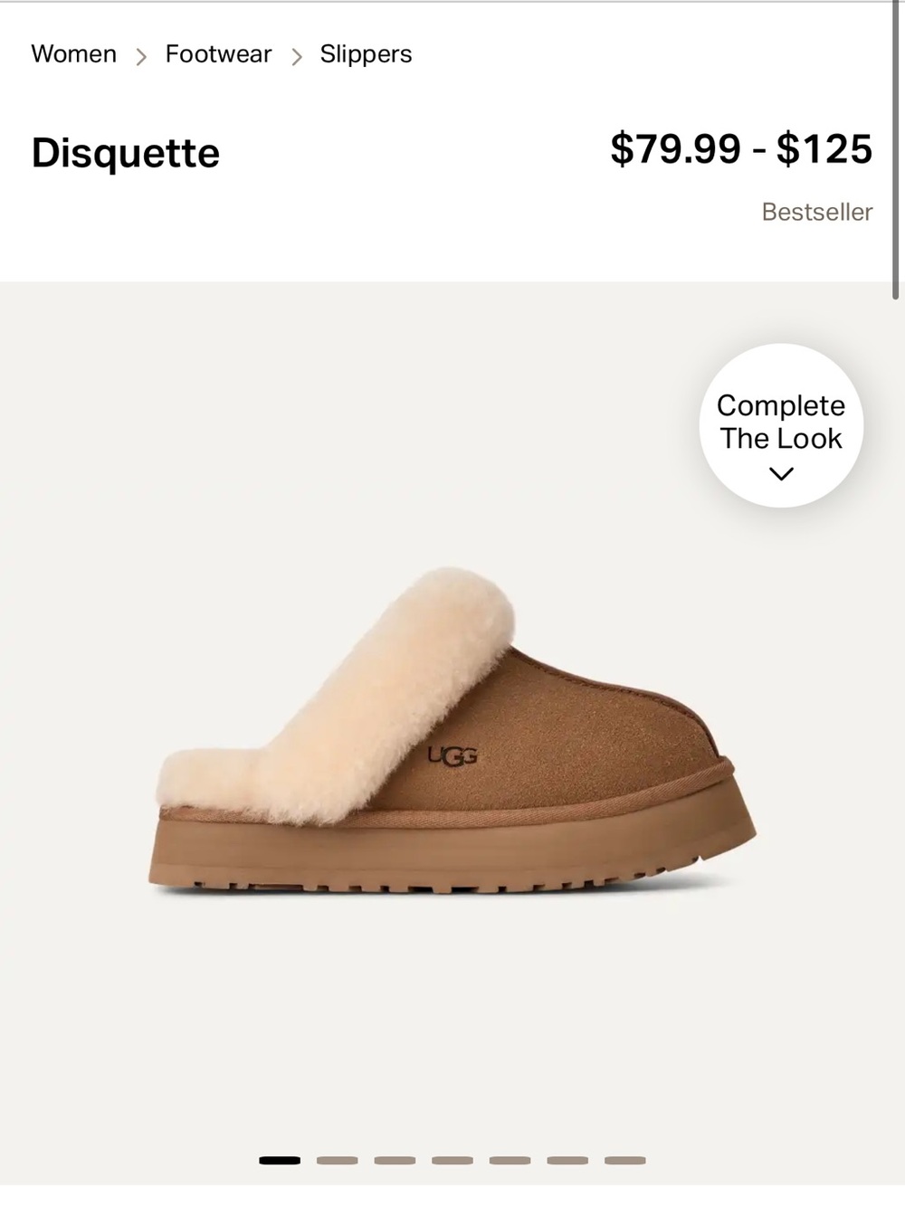 UGG Disquette Slip-On Shearling-Trim Slippers in Chestnut and Cream